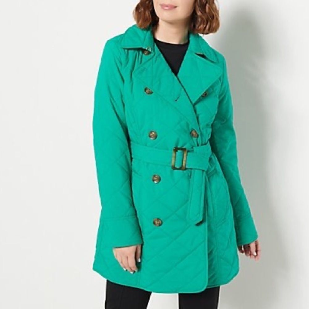 Dennis Basso Water Resistant Quilted Trench Coat